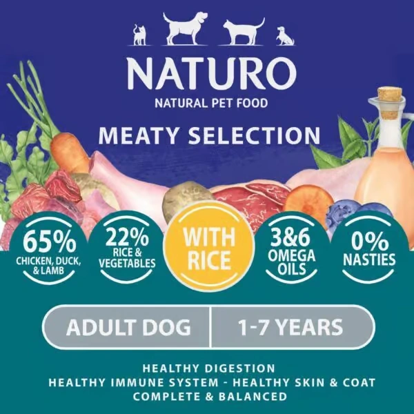 NATURO Adult Variety Mixed Selection with Rice Wet Dog Food 12 for 11 - 12x400g Trays Naturo Dog Food - View 2 | Petsware UK