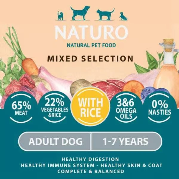NATURO Natural Variety Pack with Brown Rice Adult Wet Dog Food 6x400g Naturo Dog Food - View 2 | Petsware UK