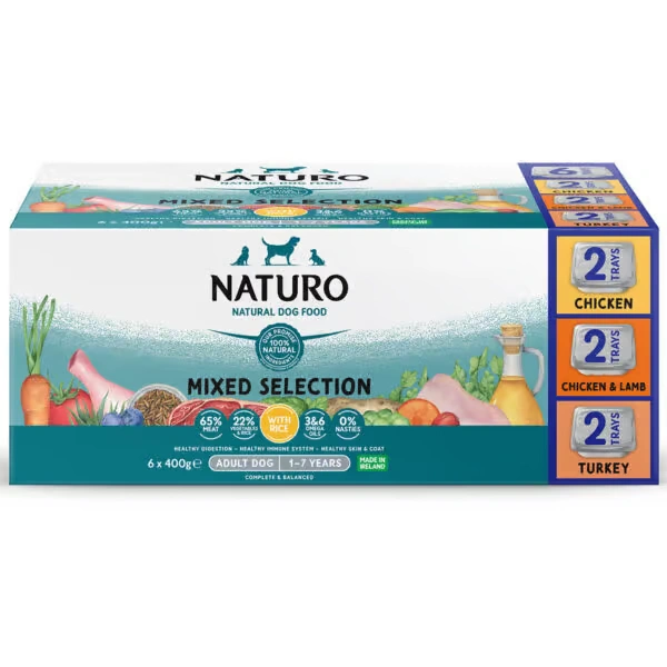 NATURO Natural Variety Pack with Brown Rice Adult Wet Dog Food 6x400g - Naturo Dog Food | Premium UK Pet Supplies