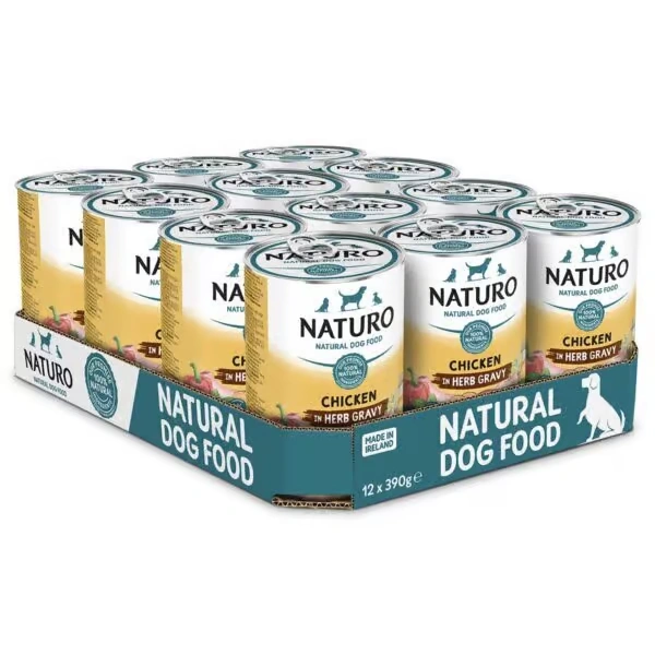 NATURO Grain & Gluten Free Chicken with Fruit and Veg in Herb Gravy Adult Wet Dog Food Can 1x390g - Naturo Dog Food | Premium UK Pet Supplies