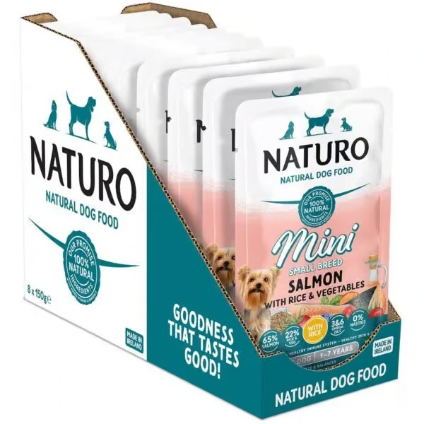NATURO Adult Mini Salmon with Rice & Veg Wet Dog Food 150g Pouch - Naturo Dog Food | Premium UK Pet Supplies