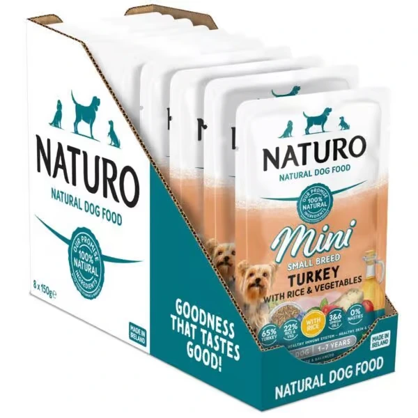 NATURO Adult Mini Turkey with Rice & Veg Wet Dog Food 150g Pouch - Naturo Dog Food | Premium UK Pet Supplies