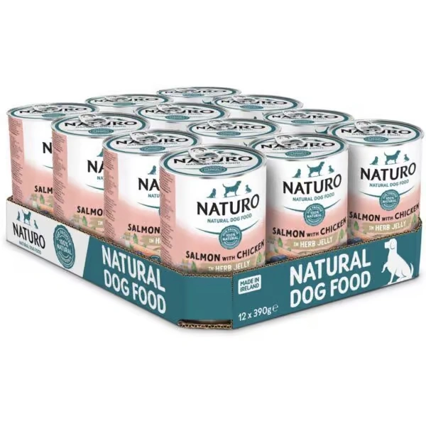 NATURO Grain & Gluten Free Salmon with Chicken in Herb Jelly Adult Wet Dog Food 390g - Naturo Dog Food | Premium UK Pet Supplies
