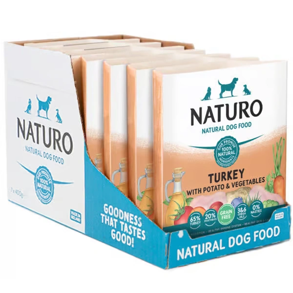 NATURO Grain Free Turkey with Potato & Vegetables Adult Wet Dog Food 400g Tray - Naturo Dog Food | Premium UK Pet Supplies