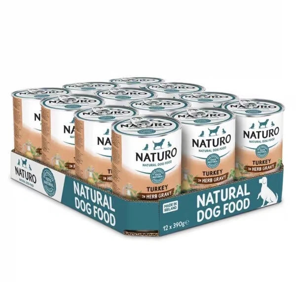 NATURO Grain & Gluten Free Turkey Fruit & Veg in Herb Gravy Wet Dog Food Can 390g - Naturo Dog Food | Premium UK Pet Supplies
