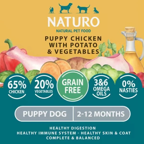 NATURO Puppy Grain Free Chicken with Potato & Veg Wet Dog Food 150g Pouch Naturo Dog Food - View 2 | Petsware UK