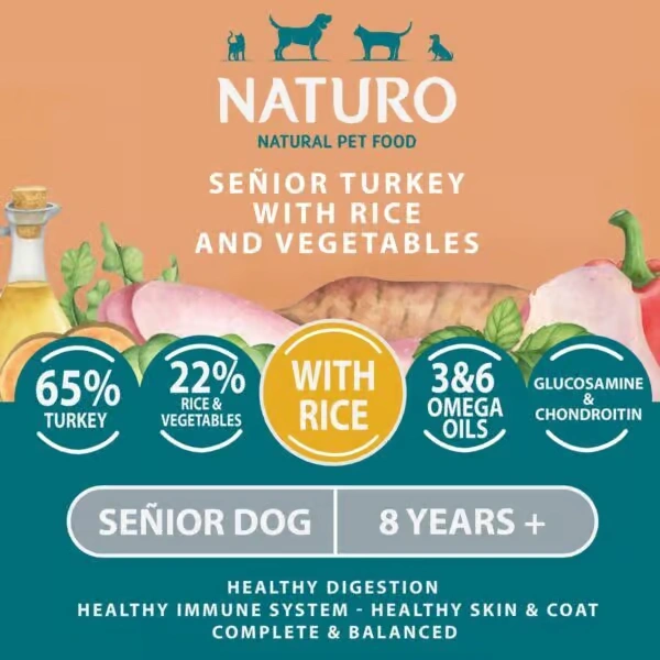 NATURO Senior Turkey with Rice & Veg Natural Wet Dog Food 400g Naturo Dog Food - View 2 | Petsware UK