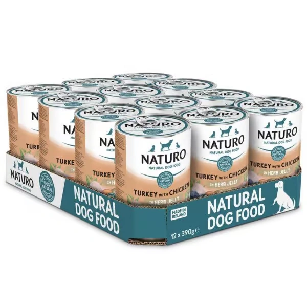 NATURO Grain & Gluten Free Turkey with Chicken in Herb Jelly Adult Wet Dog Food Can 1x390g - Naturo Dog Food | Premium UK Pet Supplies