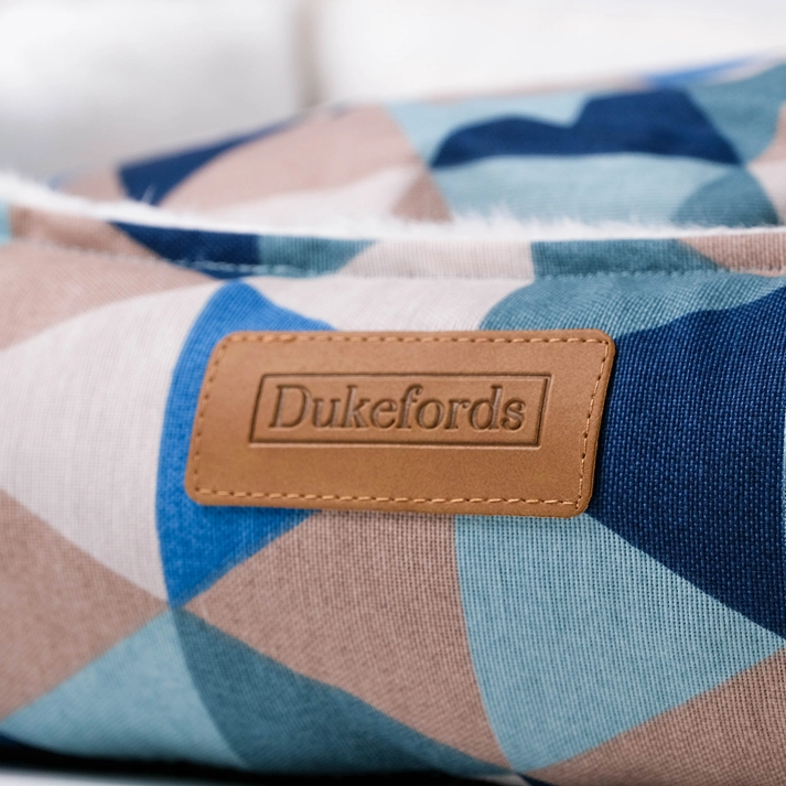 Mosaic Dog Bed | Azure Blue | Noble Dukefords Dog Beds - View 2 | Petsware UK