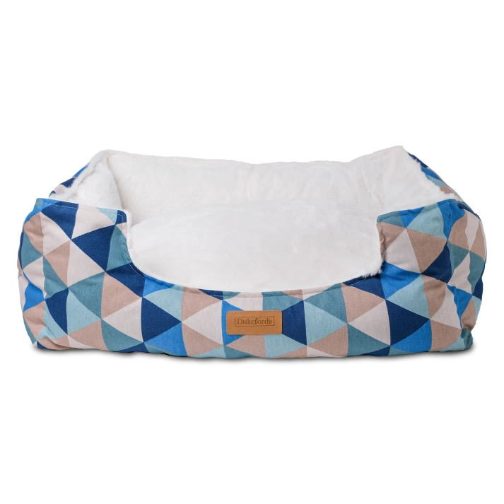 Mosaic Dog Bed | Azure Blue | Noble Dukefords Dog Beds - View 3 | Petsware UK