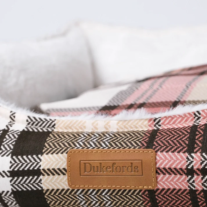 Tartan Dog Bed | Sunset Rose - Dukefords Dog Beds | Premium UK Pet Supplies