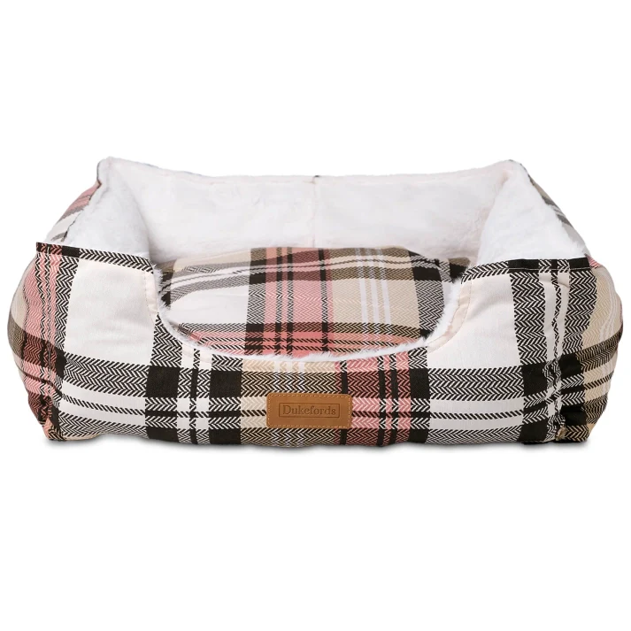 Tartan Dog Bed | Sunset Rose Dukefords Dog Beds - View 2 | Petsware UK